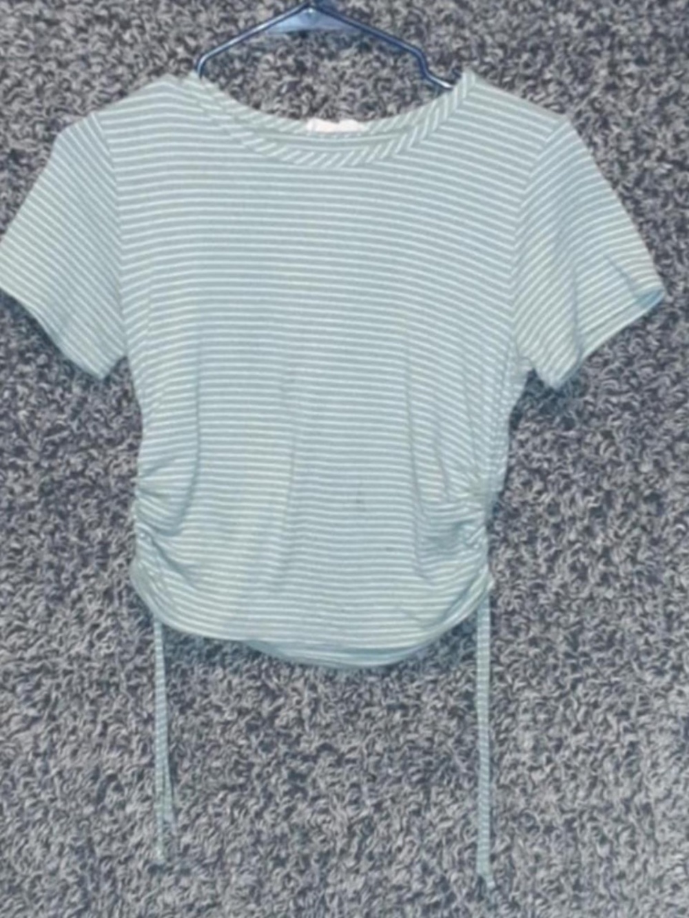 Mint/White Stripped Forever Rose Crop Top, Size Small